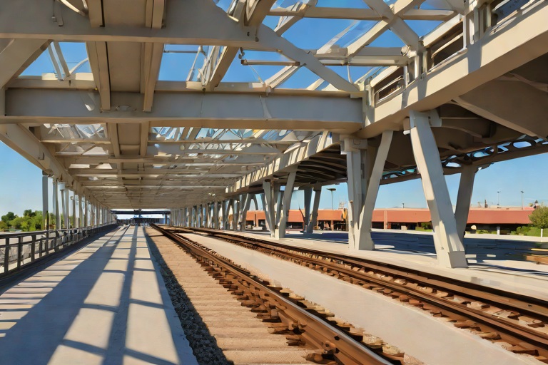 Pedestrian Overpass Truss Joint Expansion Bellows Weatherproofing across the Peoria Station Commuter Transfer