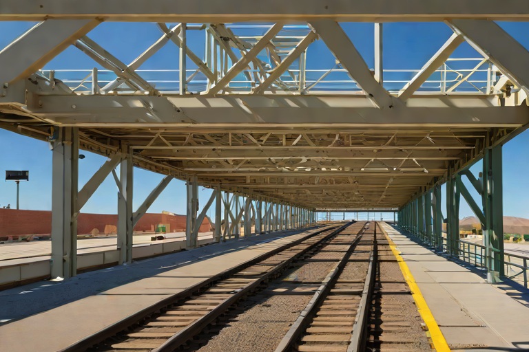 Pedestrian Overpass Truss Joint Expansion Bellows Weatherproofing across the Longmont Intermodal Terminal